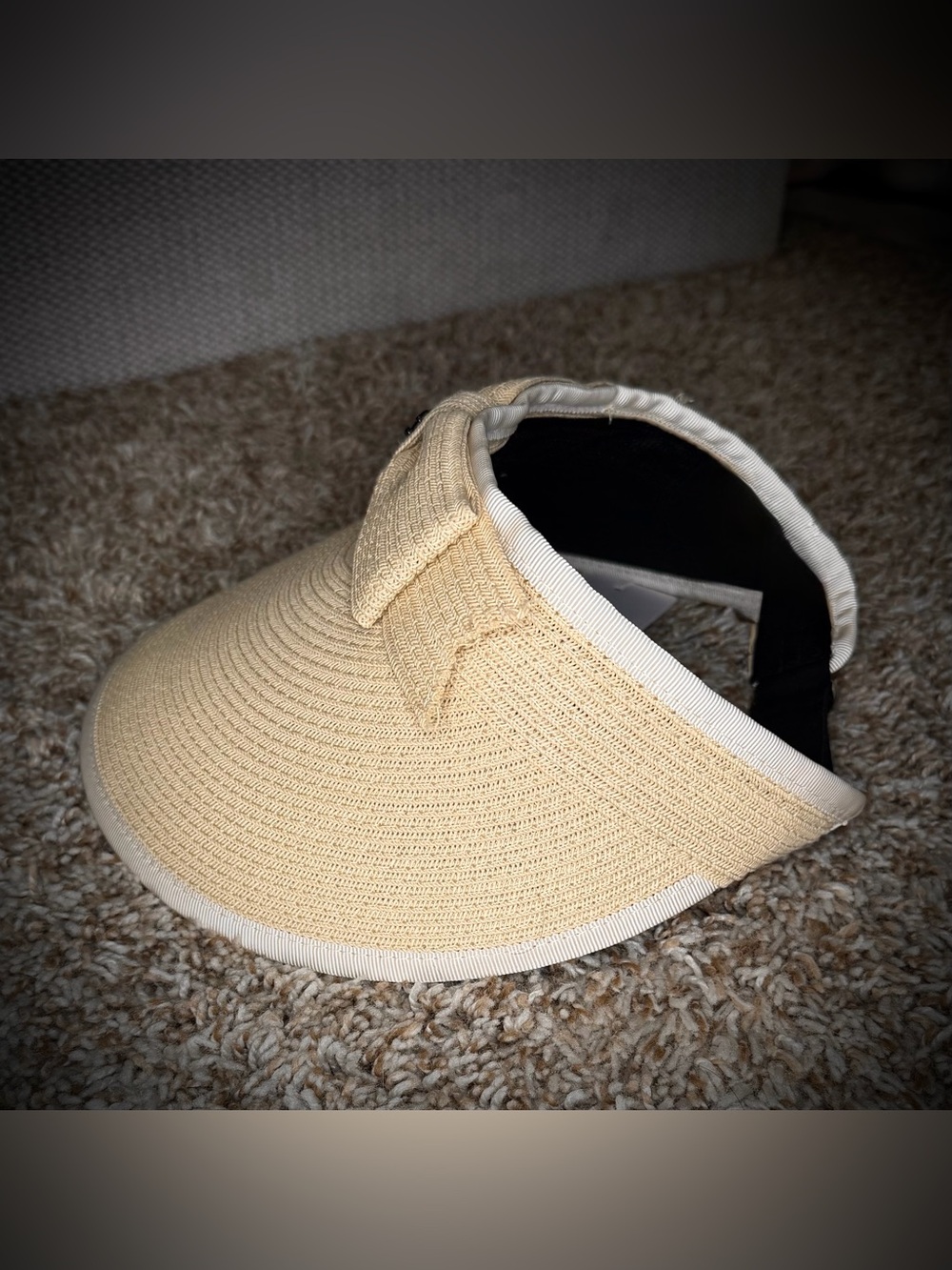 Elegant Women's Beige Straw Visor Adjustable - NEW!